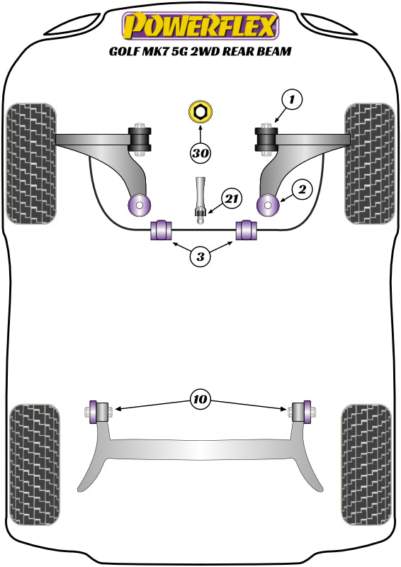Powerflex Road - Golf MK7 5G 2WD up to 122PS Rear Beam  - Lower Engine Mount (Large) Insert Track Use - PFF85-832P