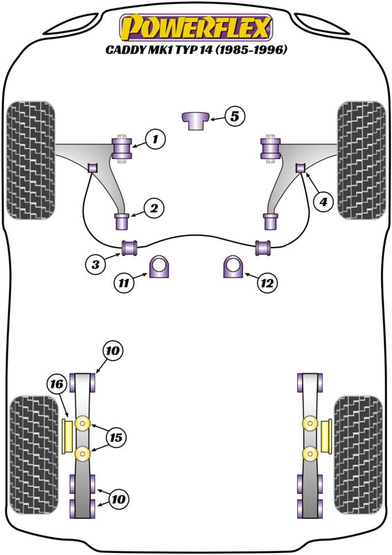 Powerflex Road - Caddy Mk1 Typ 14 (1985-1996) - Rear Leaf Spring Anti Clatter Bush - PFR85-315