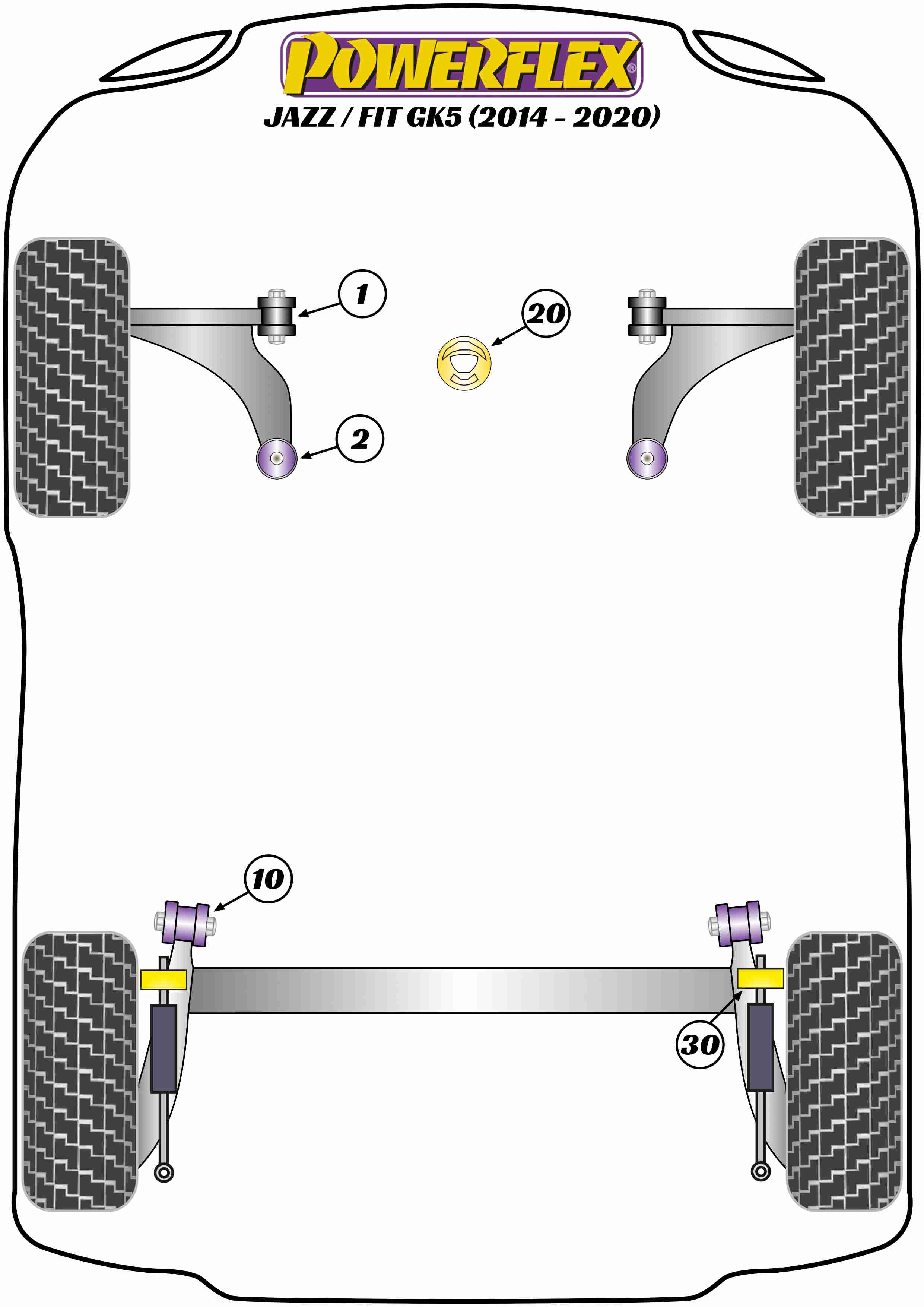 Powerflex Road - Jazz / Fit GK5 (2014 - 2020) - Rear Shock Absorber Top Mounting Bush - PFR25-1430