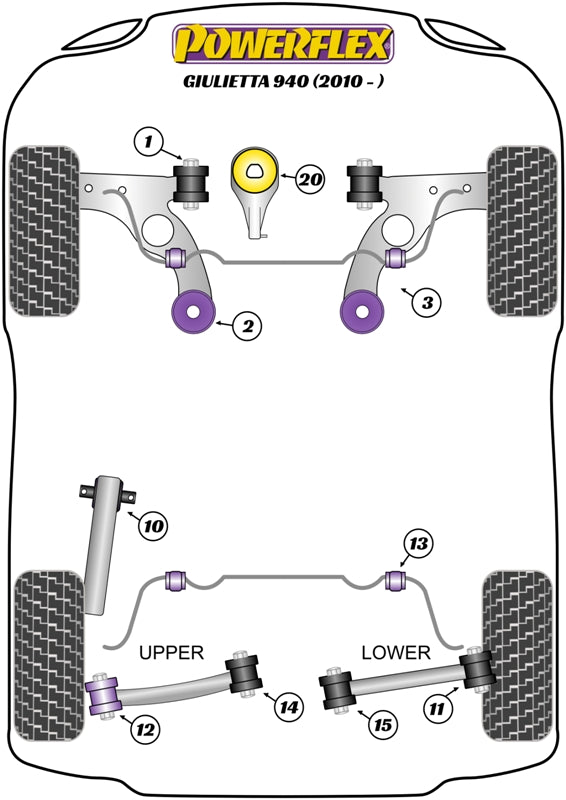 Powerflex Road - Giulietta 940 (2010 - 2020) - Rear Trailing Arm to Hub Upper Bush  - PFR1-1012
