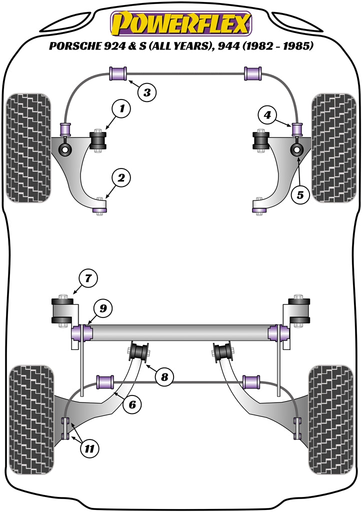 Powerflex Road - 924 and S (all years), 944 (1982 - 1985) - Rear Pivot Strut To Tube Bush - PFR57-223