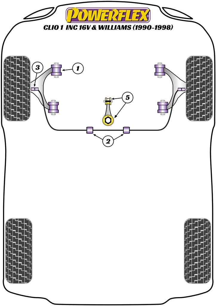 Powerflex Road+Black - Clio I inc. 16v & Williams (1990-1998) - PowerAlign Camber Bolt Kit (12mm x 60mm) - PFA100-12