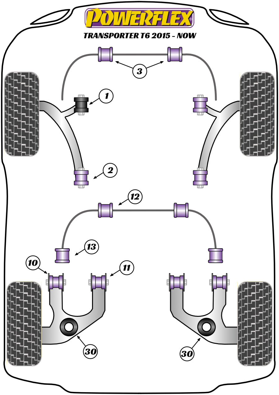 Powerflex Road - T6 / 6.1 Transporter (2015-2024) - Rear Anti Roll Bar Bush to Arm 28mm - PFR85-1313-28