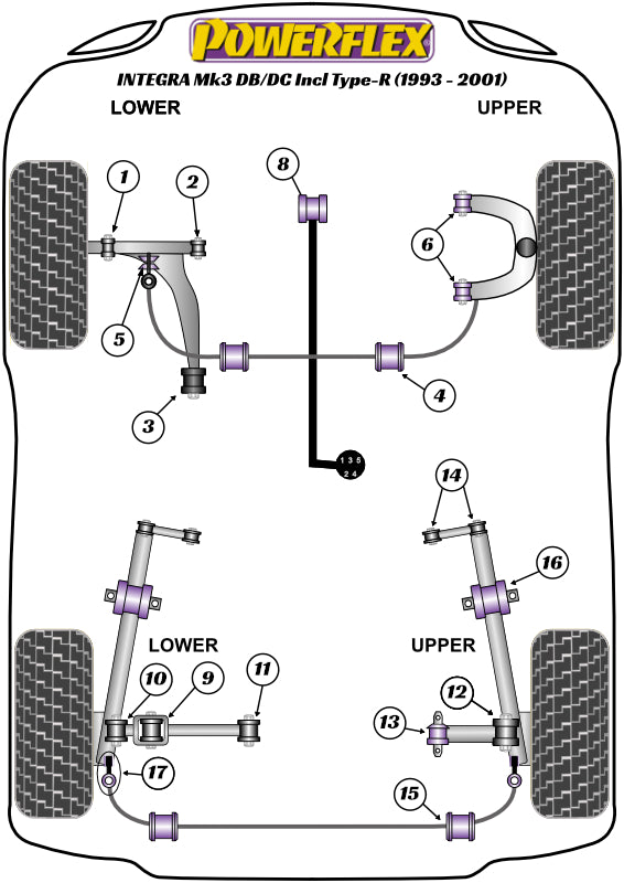 Powerflex Road - Integra Mk3 DB/DC2 inc. Type-R (1993-2001) - Rear Toe Link Arm Bush - PFR25-114