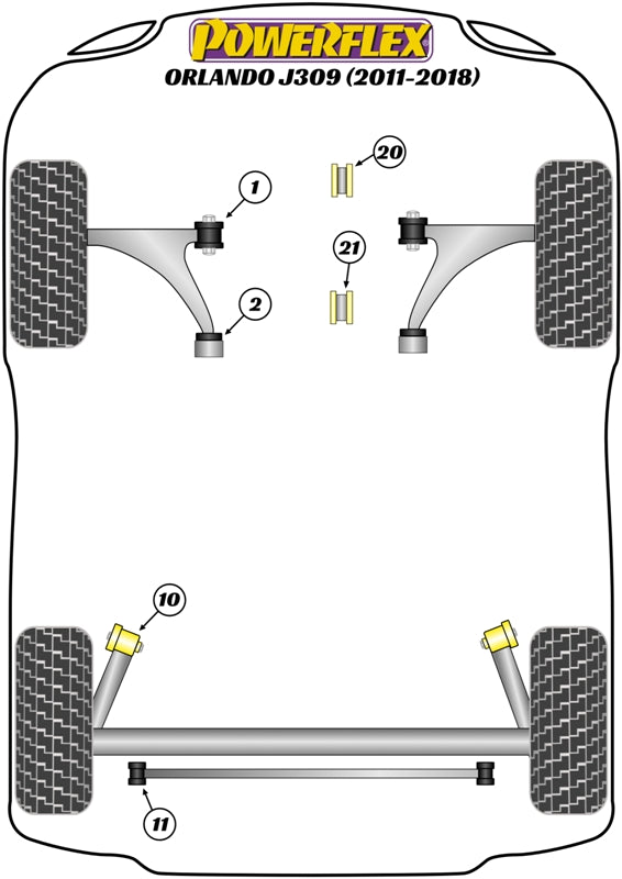 Powerflex Road - Orlando J309 (2011- 2018) - Rear Engine Mounting Insert Diesel  - PFF80-1421R