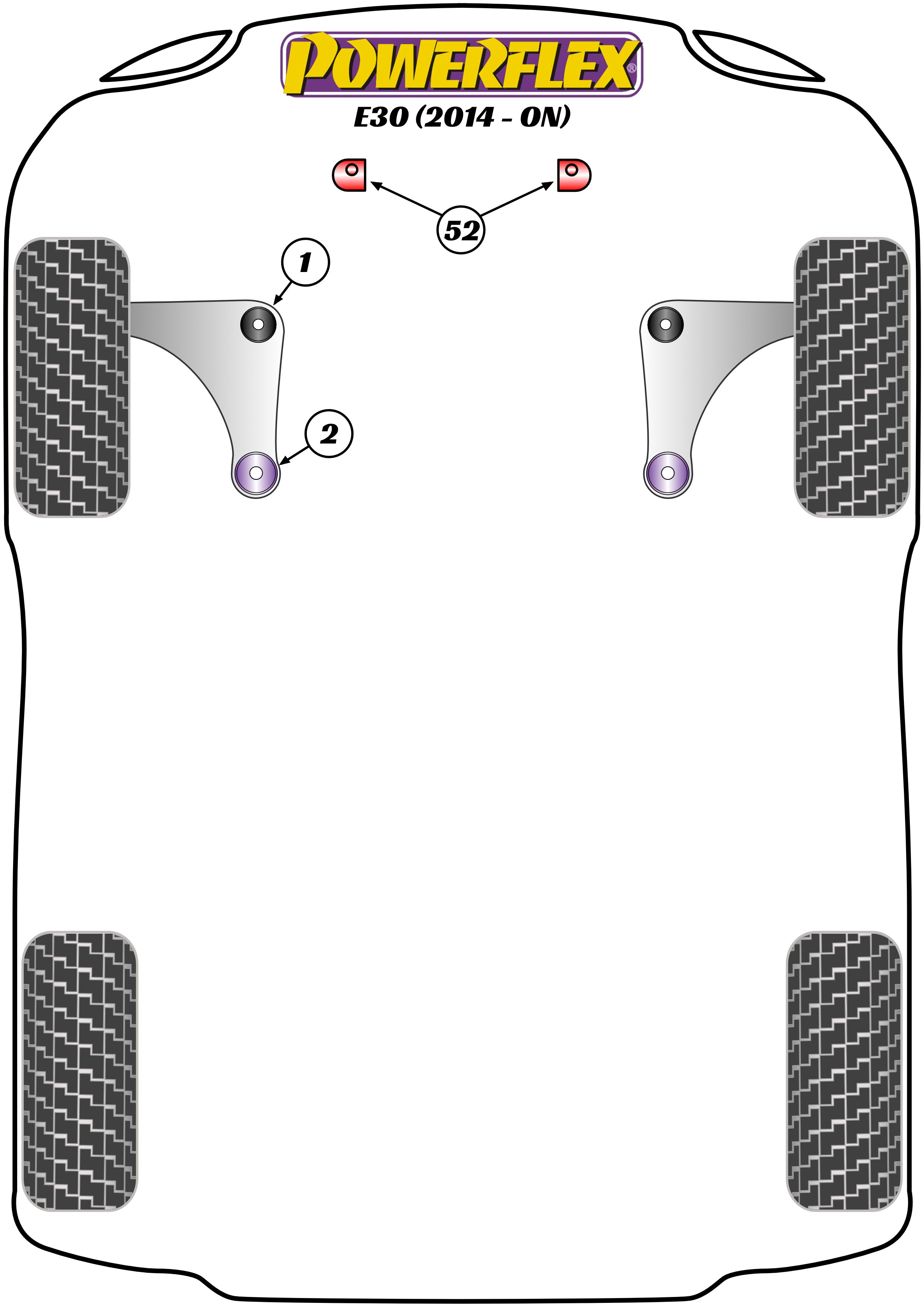Powerflex Road - E30 (2014 - ON) - Offset Lower Radiator Mount Kit - PFF5-4652