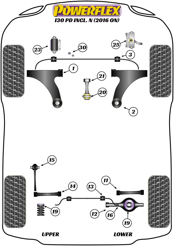 Powerflex Road - i30 PD inc N (2016 on inc Facelift) - Upper Engine Mount Bush Limiter - PFF26-125