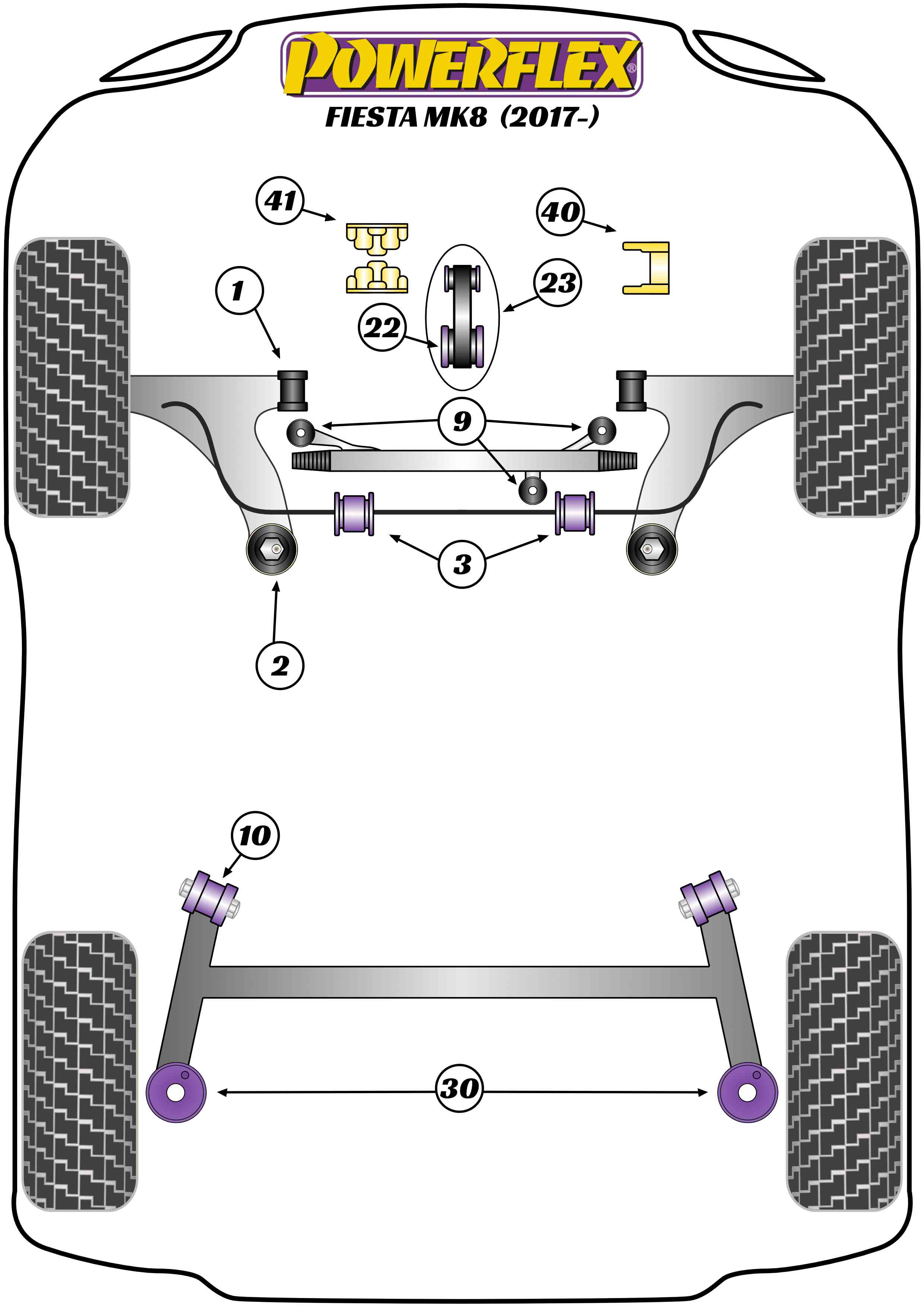 Powerflex Road - Fiesta MK8 (2017 - ON) - Lower Torque Mount Large Bush Insert  - PFF19-2225