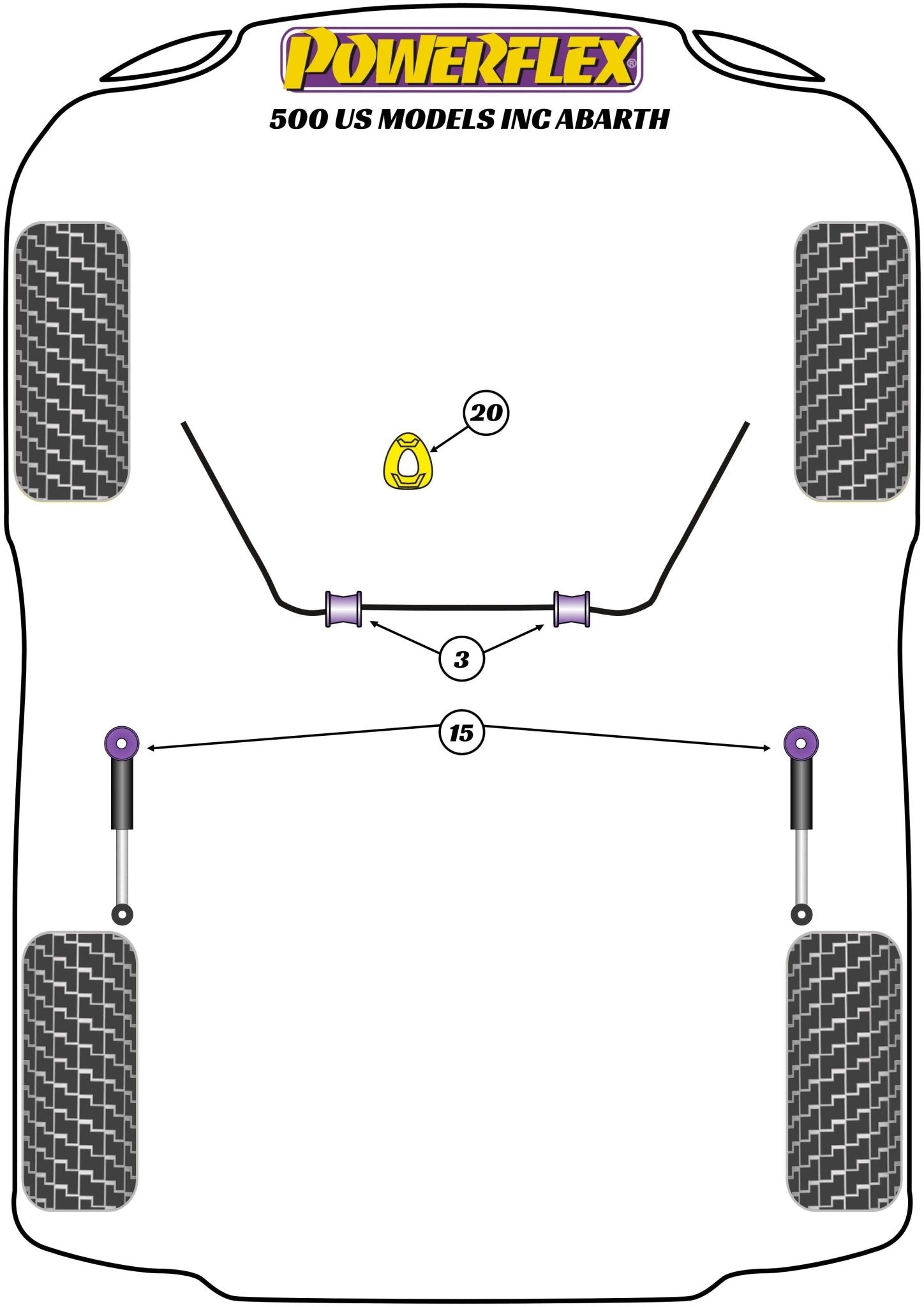 Powerflex Road+Black - 500 US Models inc Abarth (2007 on) - PowerAlign Camber Bolt Kit (10mm) - PFA100-10