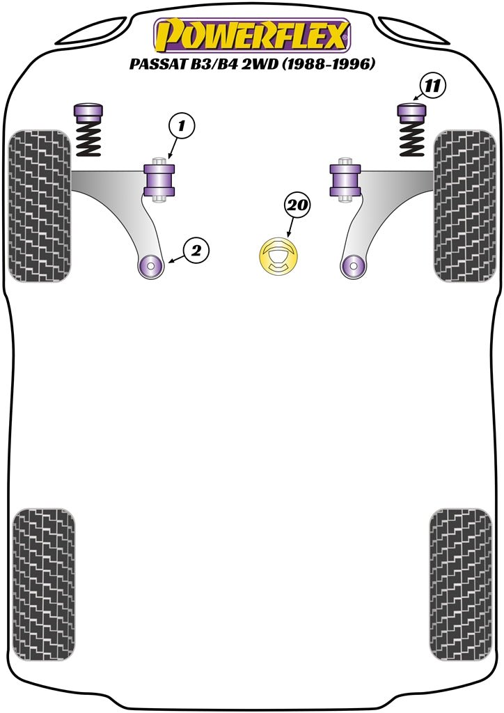 Powerflex Road+Black - Passat B3/B4 2WD (1988 - 1996) - PowerAlign Camber Bolt Kit (12mm x 60mm) - PFA100-12