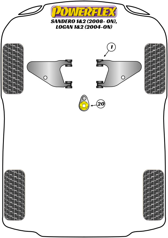 Powerflex Road - Sandero I & II inc Stepway (2008 - ON) - Lower Engine Mount Insert - PFF60-920