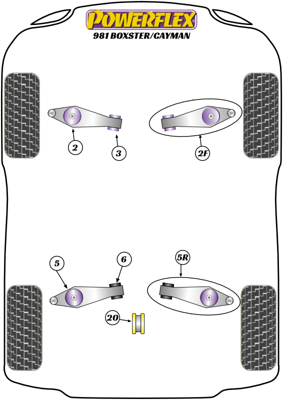 Powerflex Road - 981 Boxster/Cayman (2012 - 2016) - Bolt-On Jack Pad Adaptor Kit - PF57-561K