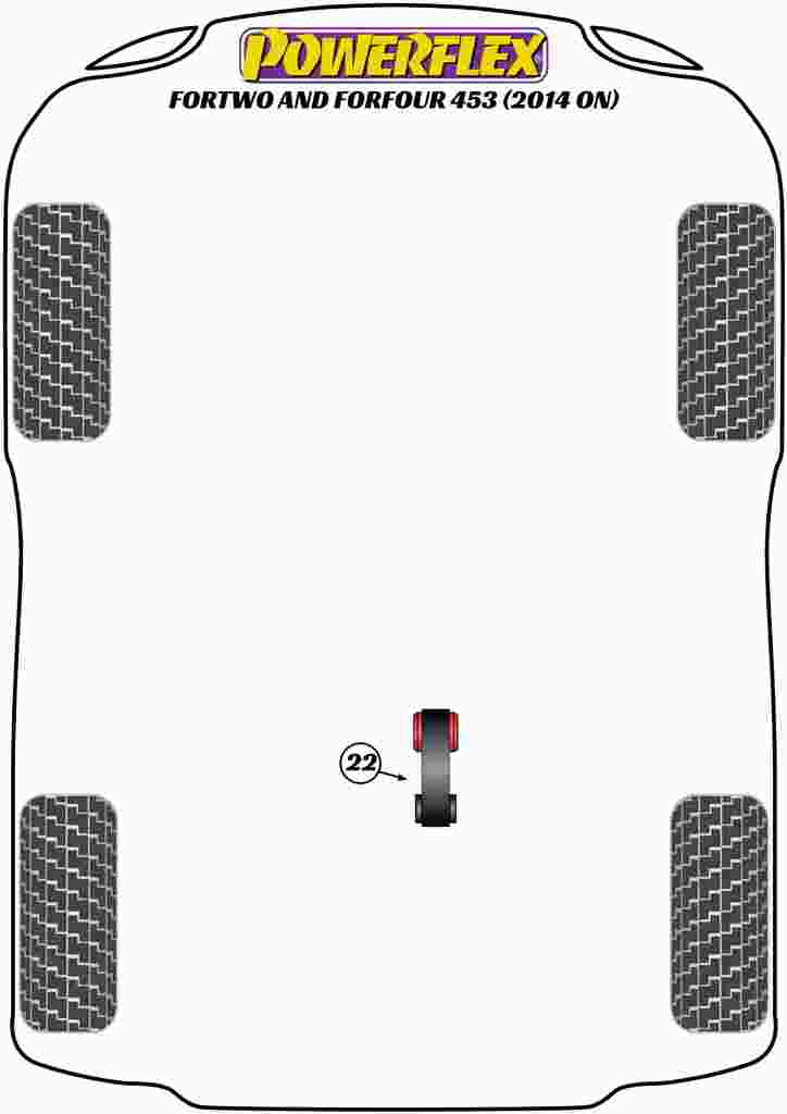 Powerflex Road - ForTwo and ForFour 453 (2014 on) - Lower Torque Mount, 3 Cylinder - PFF60-1422R