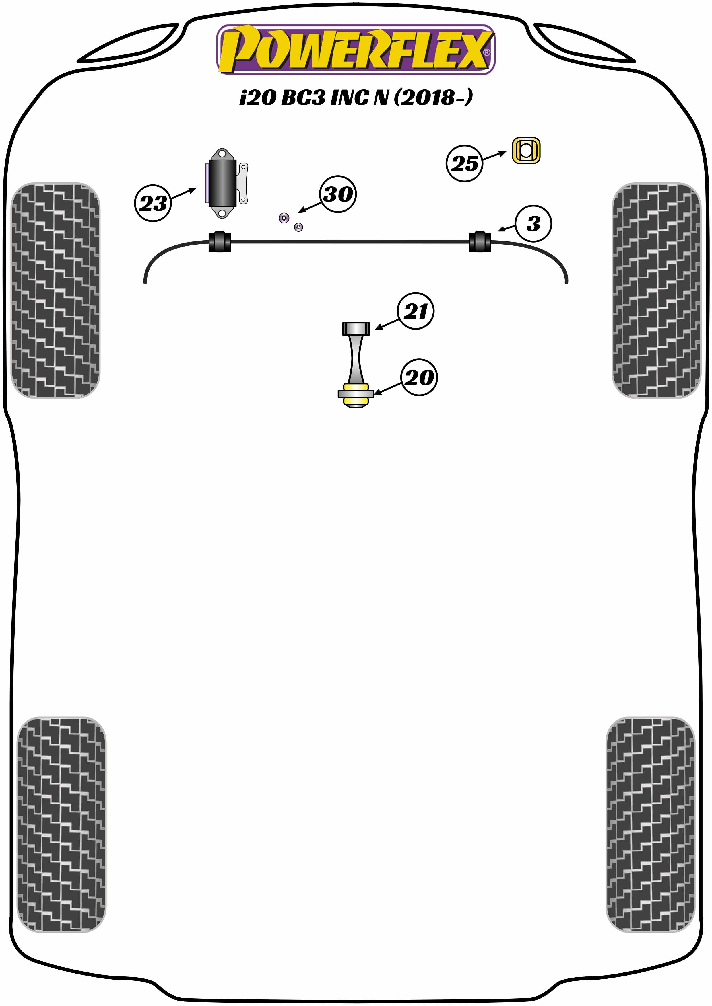 Powerflex Road - i20 BC3 inc N (2018 on) - Lower Torque Mount Bush - Diesel  - PFF26-120R