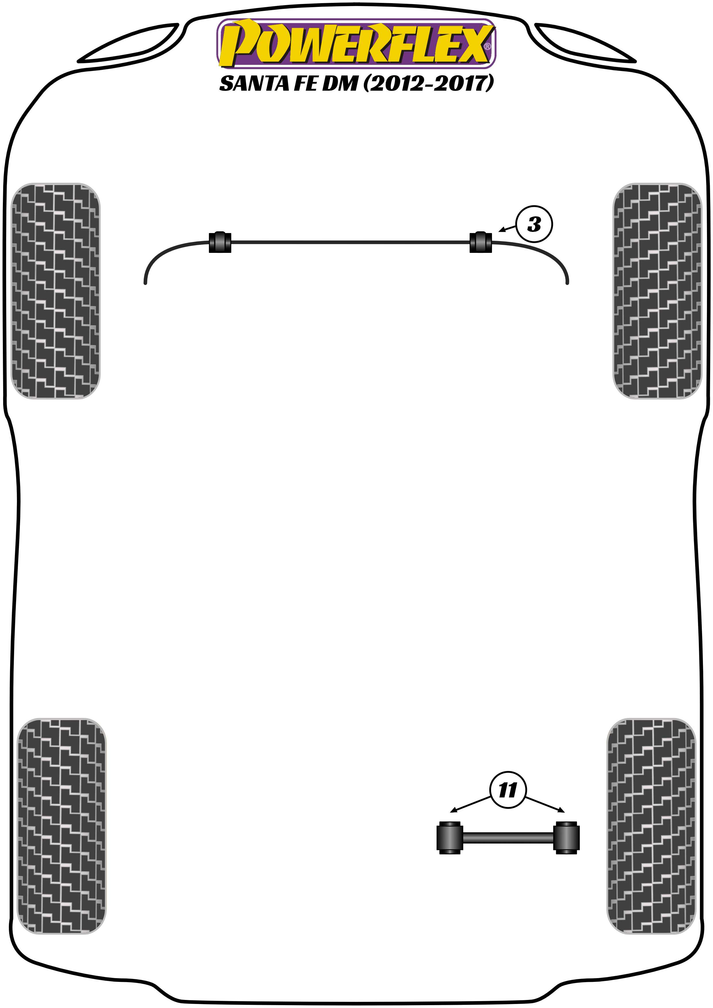 Powerflex Road - Santa Fe DM (2012 - 2017) - Front Anti Roll Bar Bush 23.2mm  - PFF26-103-23.2