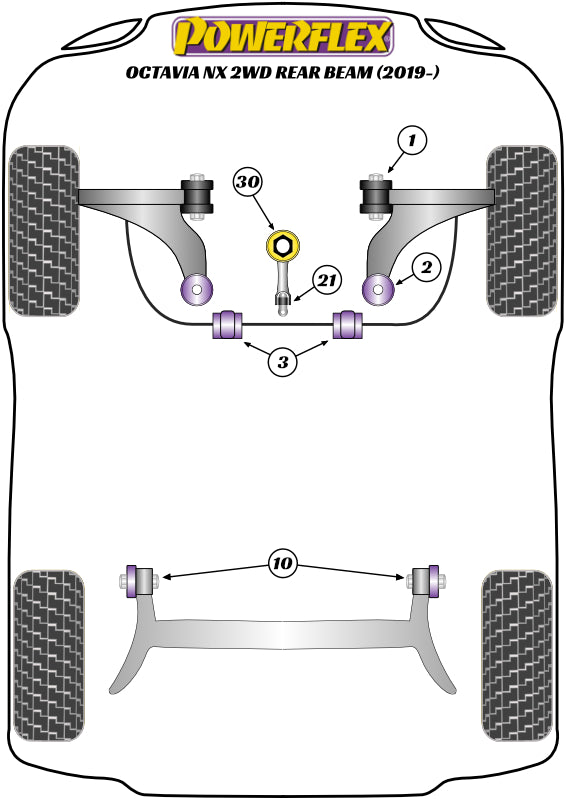 Powerflex Road - Octavia Mk4 NX Rear Beam - Lower Torque Mount Small Bush - PFF3-1320