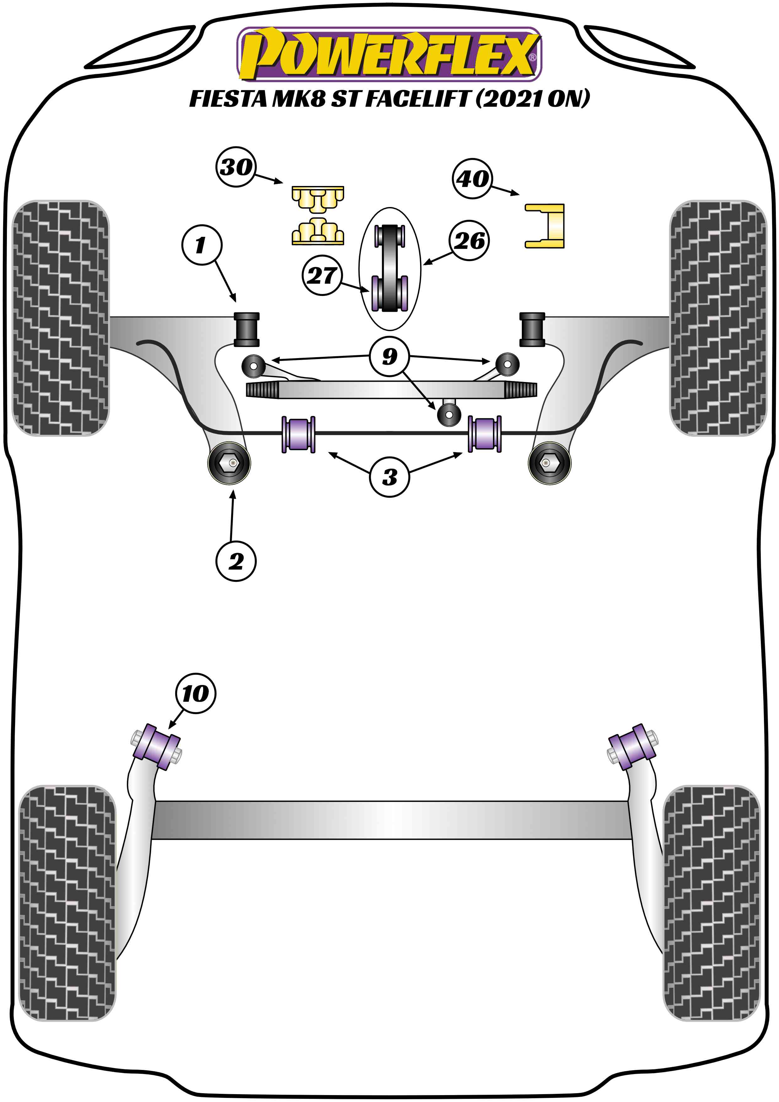 Powerflex Road - Fiesta MK8.5 ST 200 Facelift (2021 on) - Exhaust Mount - Rear Box - EXH005