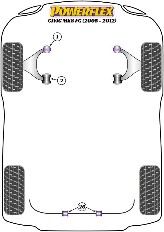 Powerflex Road+Black - Civic Mk8 Coupe FG (2005 - 2012) - PowerAlign Camber Bolt Kit (14mm) - PFA100-14