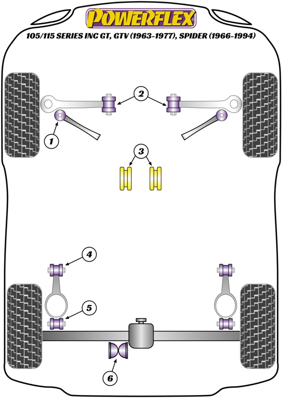 Powerflex Road - 105/115 Guilia, GT, GTA, GTV (1963-1977) - Rear T-Bar to Diff Mounting Bush - PFR1-305