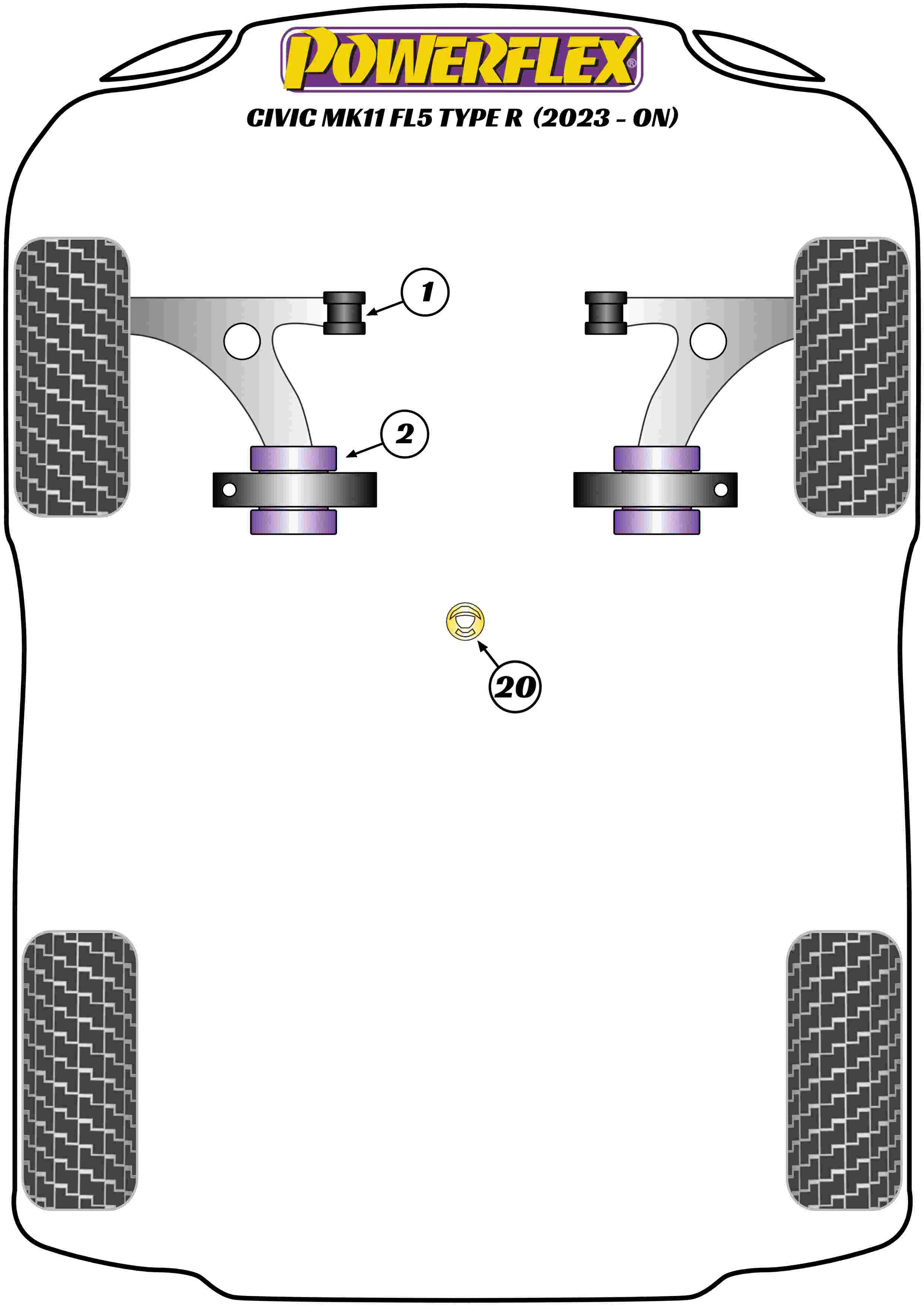Powerflex Road - Civic MK11 FL5 Type-R (2022 ON) - Lower Torque Mount Insert  - PFF25-1220