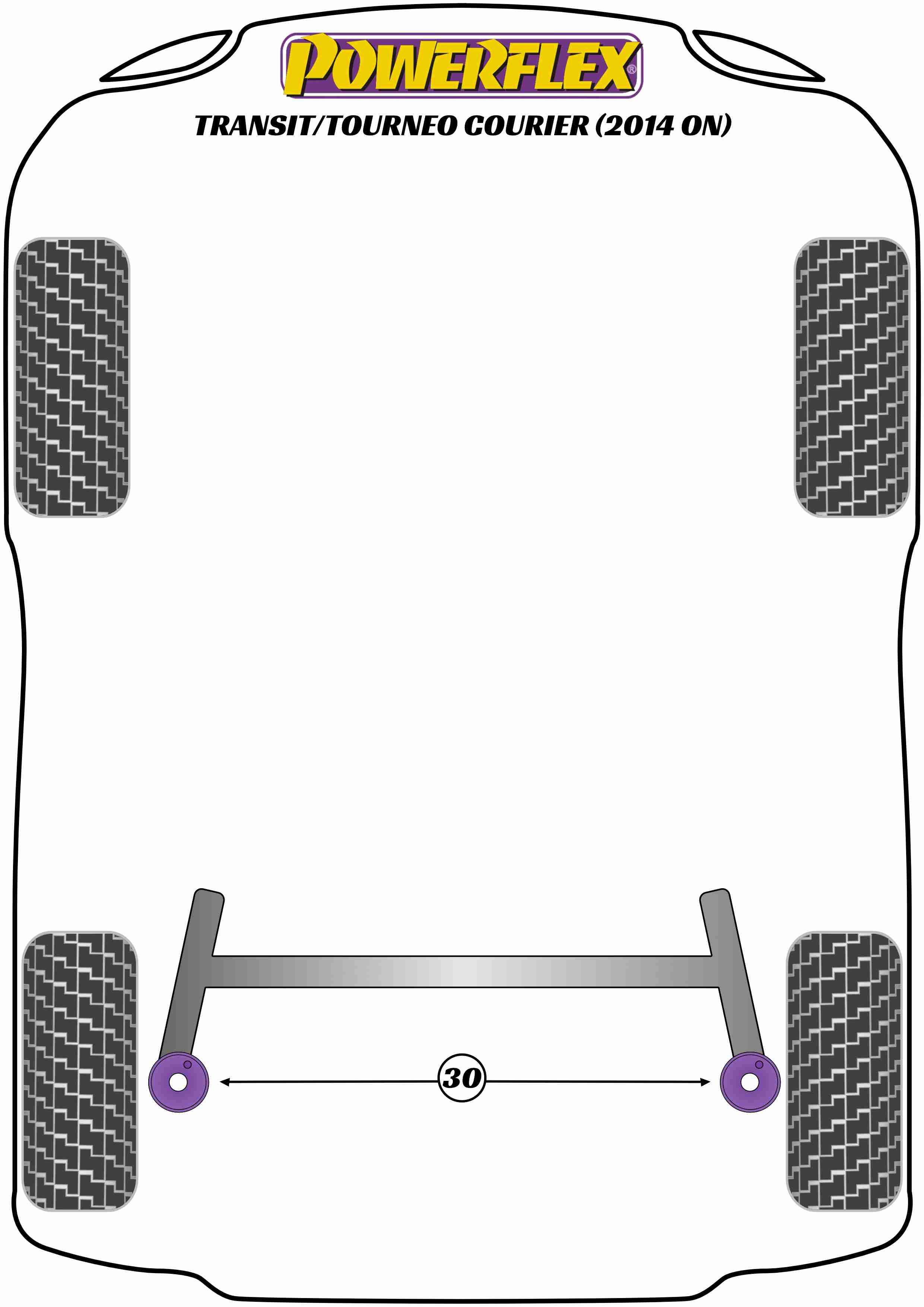 Powerflex Road - Transit / Tourneo Courier (2014 ON) - Rear Spring Upper Isolator Pad - PFR19-2030