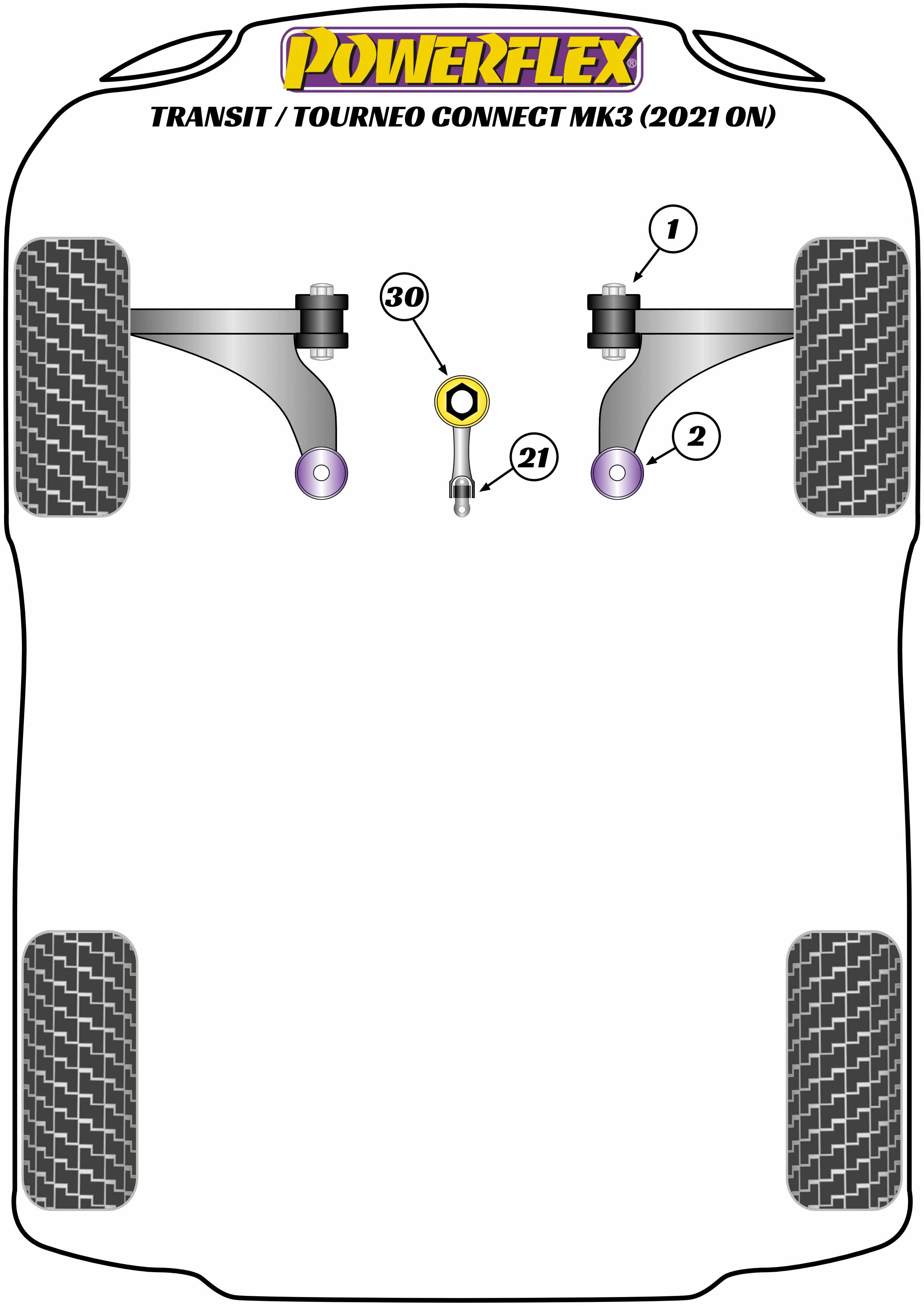 Powerflex Road - Transit / Tourneo Connect Mk3 (2021 ON) - Lower Engine Mount Insert (Large) - PFF85-830