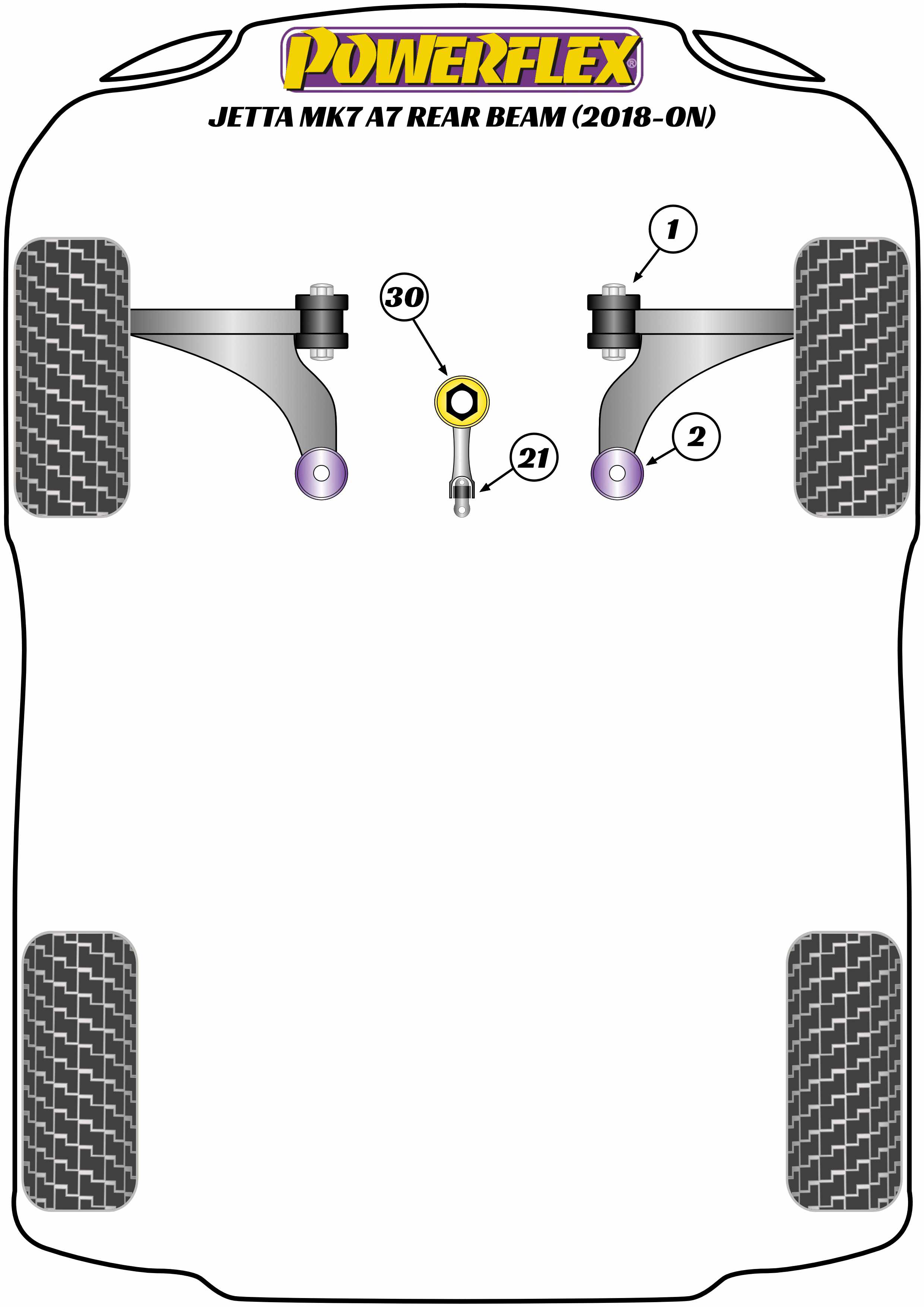 Powerflex Road - Jetta MK7 A7 Rear Beam  - Front Lower Engine Mount Hybrid Bush (Large) - Fast Road/Track - PFF85-831P