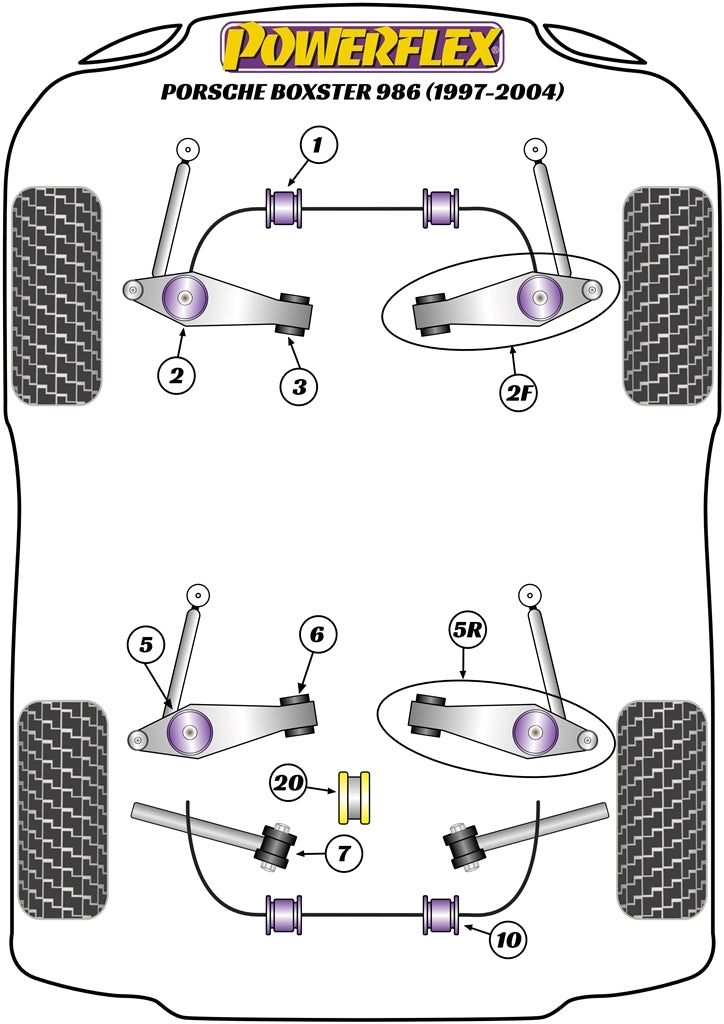 Powerflex Road - 986 Boxster (1997-2004) - Rear Track Control Arm Inner Bush - PFF57-503