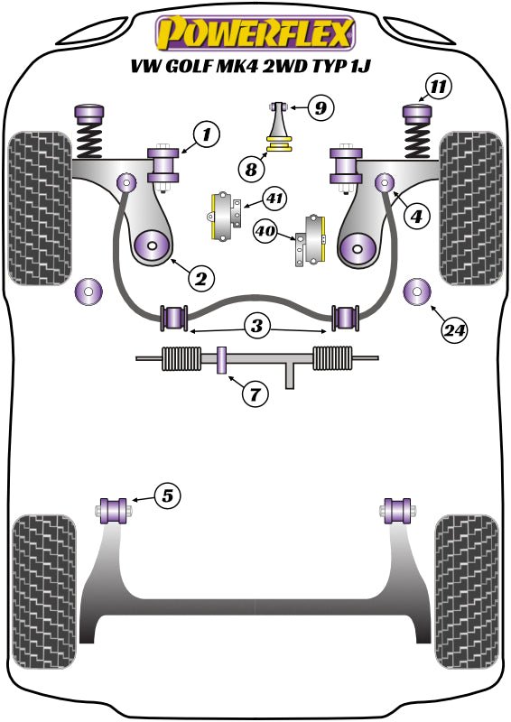 Powerflex Road+Black - Golf MK4 2WD Typ 1J (1997-2004) - PowerAlign Camber Bolt Kit (12mm x 60mm) - PFA100-12