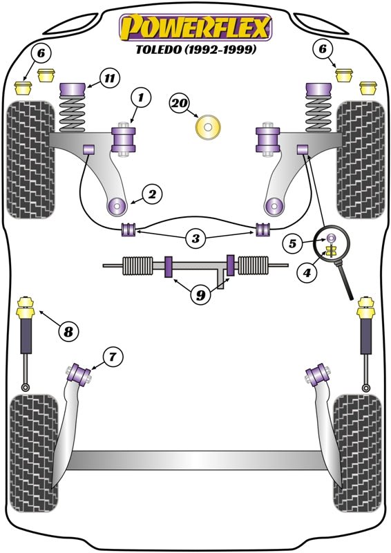 Powerflex Road+Black - Toledo MK1 1L (1992 - 1999) - PowerAlign Camber Bolt Kit (12mm x 60mm) - PFA100-12