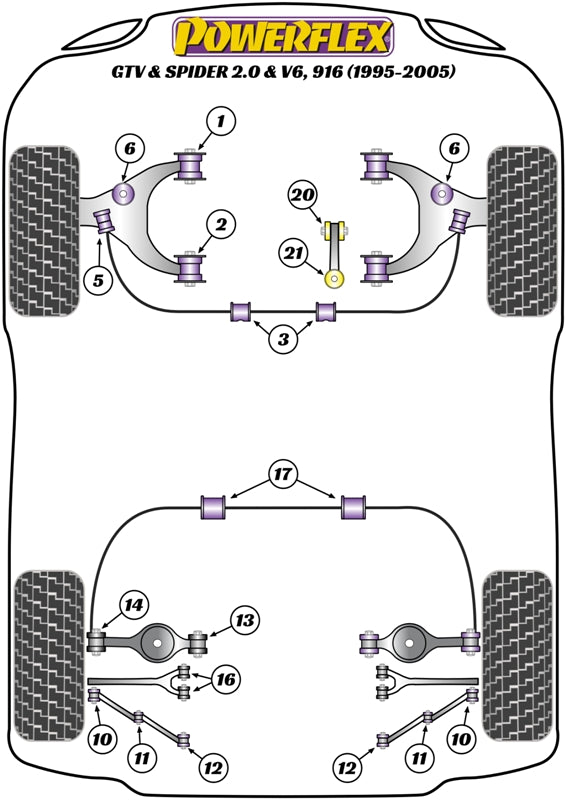 Powerflex Road - GTV & Spider 916 2.0 & V6 (1995-2005) - Front Anti Roll Bar To Link Rod Bush - PFF1-806