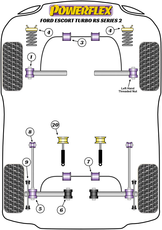 Powerflex Road - Escort RS Turbo Series 2 (1986 - 1990) - Rear Shock Top Mount Upper Bush - PFR19-220