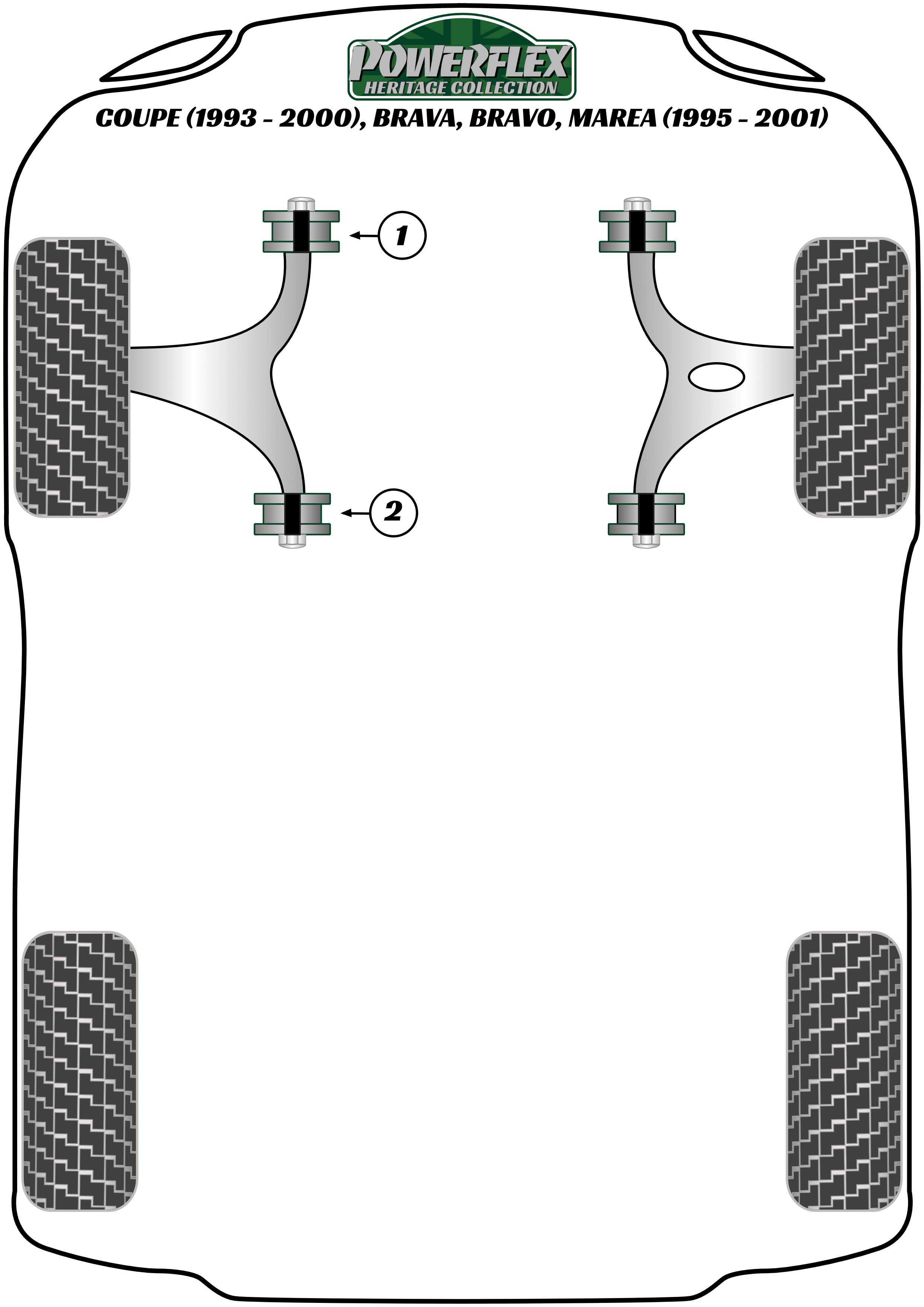 Powerflex Heritage - Coupe (1993-2000), Brava, Bravo, Marea (1995-2001) - Front Lower Wishbone Front Bush - PFF1-801H