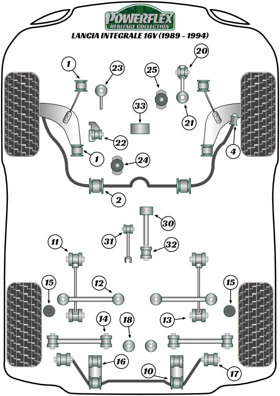 Powerflex Heritage - Delta HF Integrale inc Evo (1986 - 1995) - Front Right Hand Engine Mount  - PFF30-325H