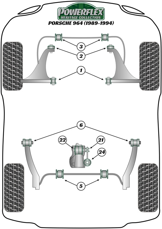 Powerflex Heritage - 911 964 (1989 - 1994) - Transmission Mount Large Bush  - PFR57-125H