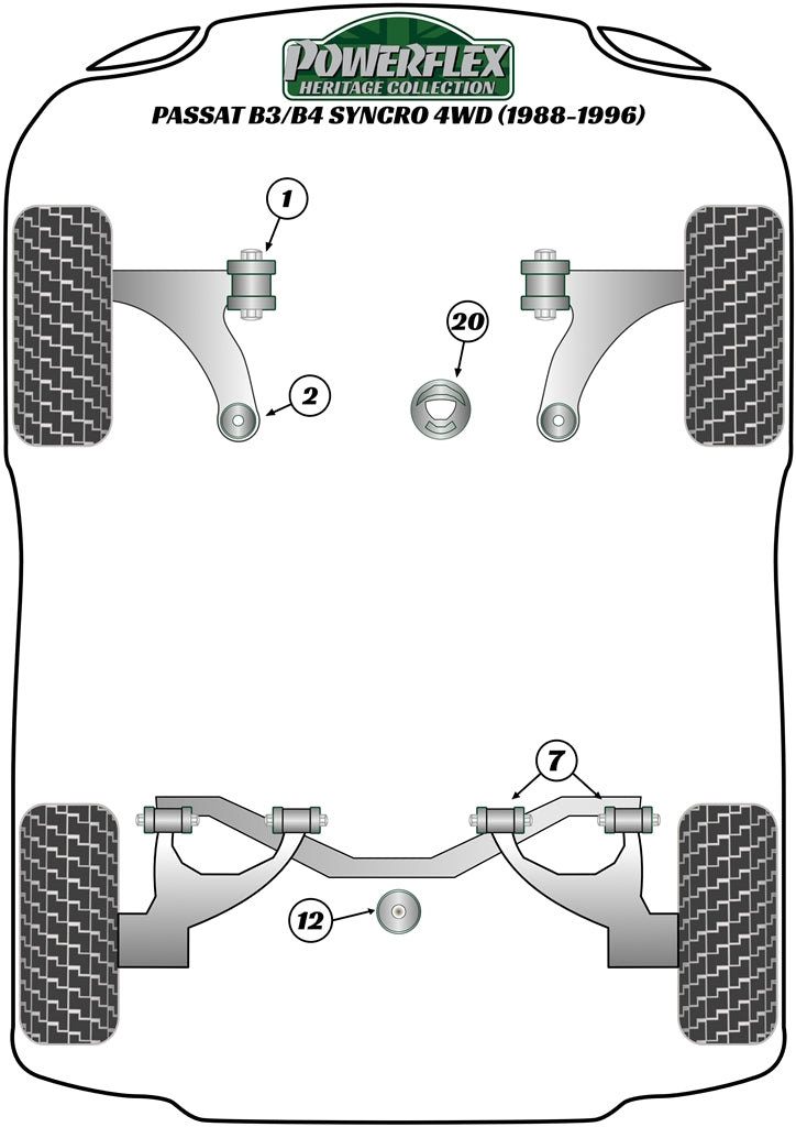 Powerflex Heritage - Passat B3/B4 Syncro 4WD (1988 - 1996) - Front Strut Top Mount - PFF85-239H