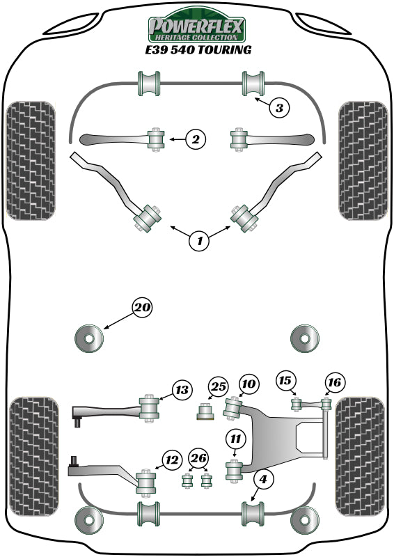 Powerflex Heritage - E39 540 Touring - Rear Anti Roll Bar Mounting Bush 14mm - PFR5-504-14H