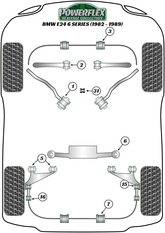 Powerflex Heritage - E24 (1982 - 1989) - Front Lower Control Arm to Subframe Bush - PFF5-802H