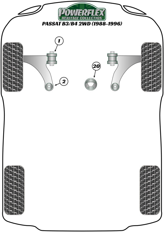 Powerflex Heritage - Passat B3/B4 2WD (1988 - 1996) - Front Lower Engine Mounting Bush & Inserts - PFF85-280H