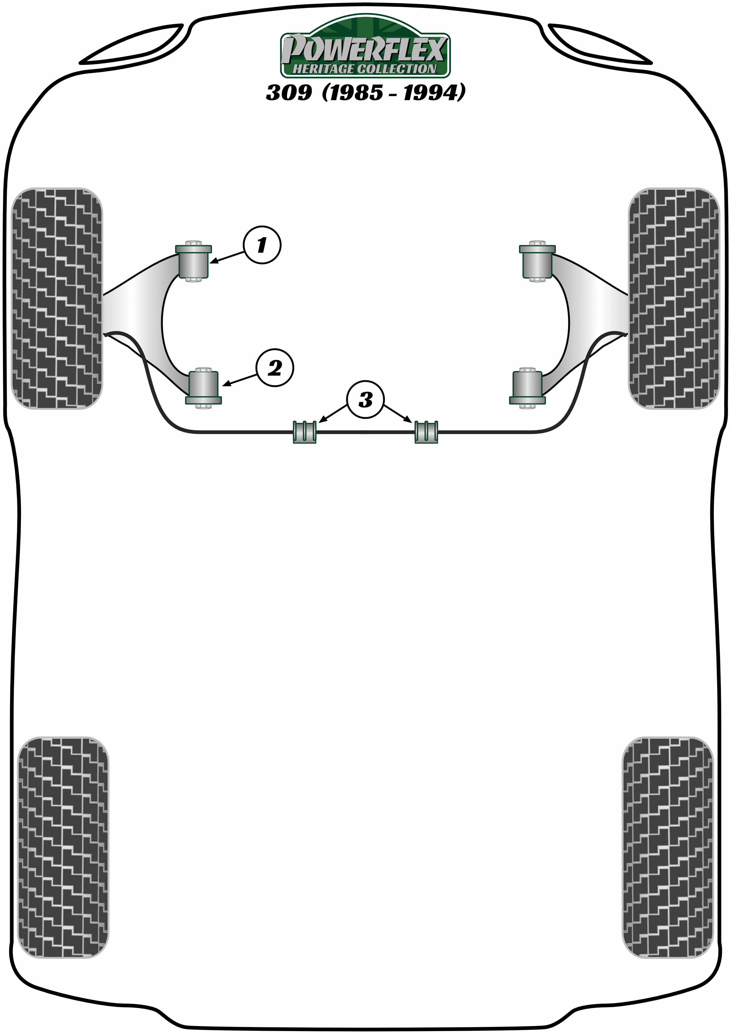 Powerflex Heritage - 309 inc GTI (1985-1994) - Anti Roll Bar Bush 22mm - PFF50-215-22H