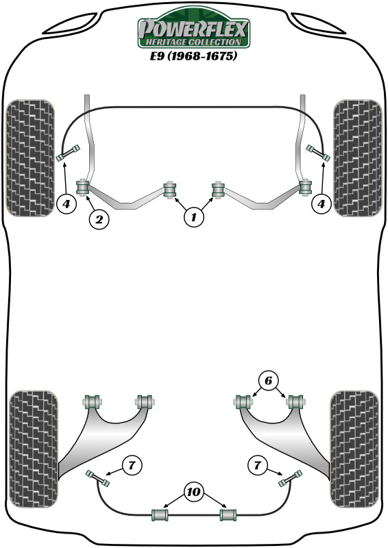 Powerflex Heritage - E9 2.5CS - 3.0CSL (1968-1975) - Rear Trailing Arm Bush - PFR5-306H