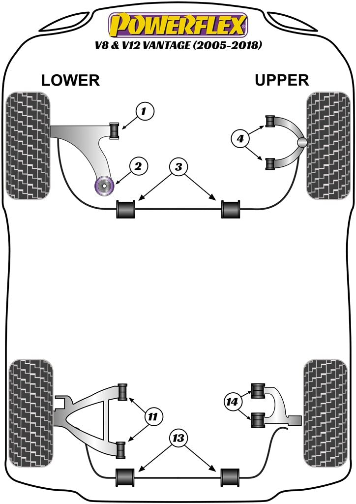 Powerflex Road+Black - V8 & V12 Vantage (2005-2018) - Front Upper Wishbone Bush - PFF2-104